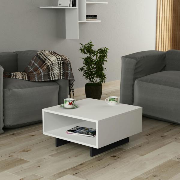 Decortie Hola Modern Coffee Table Multipurpose Storage Compartment 60x60x32 cm