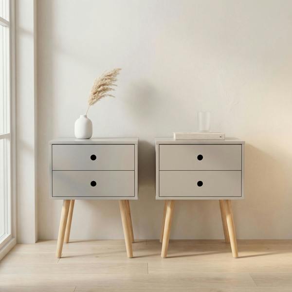 Core Products Set of 2 Scandia Shaker 2-Drawer White Bedside Cabinets