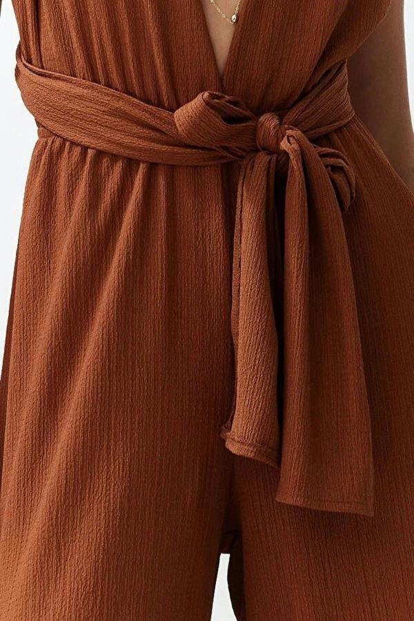 WOVCOR Woven Slit Maxi Beach Jumpsuit