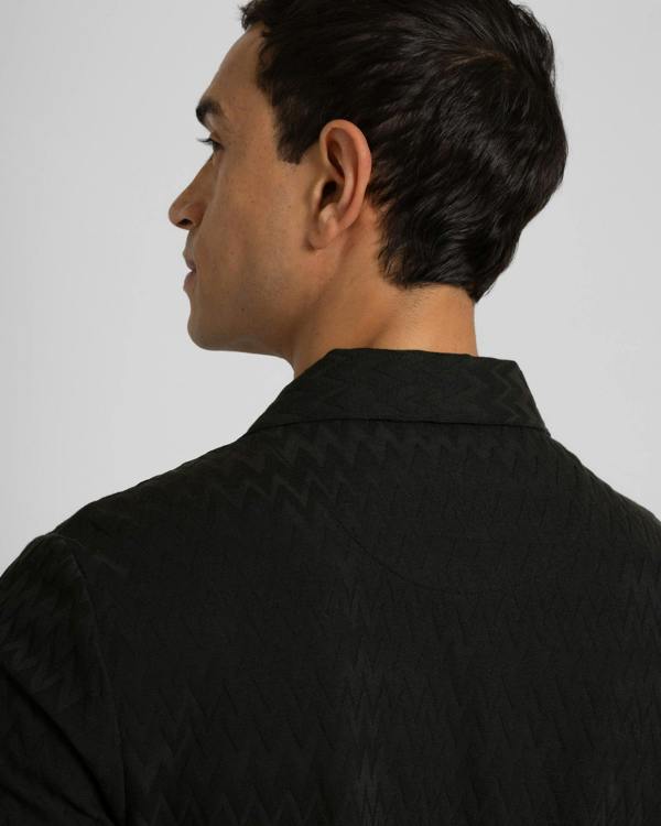 Steel & Jelly Beckton - Zigzag Textured Polo Shirt