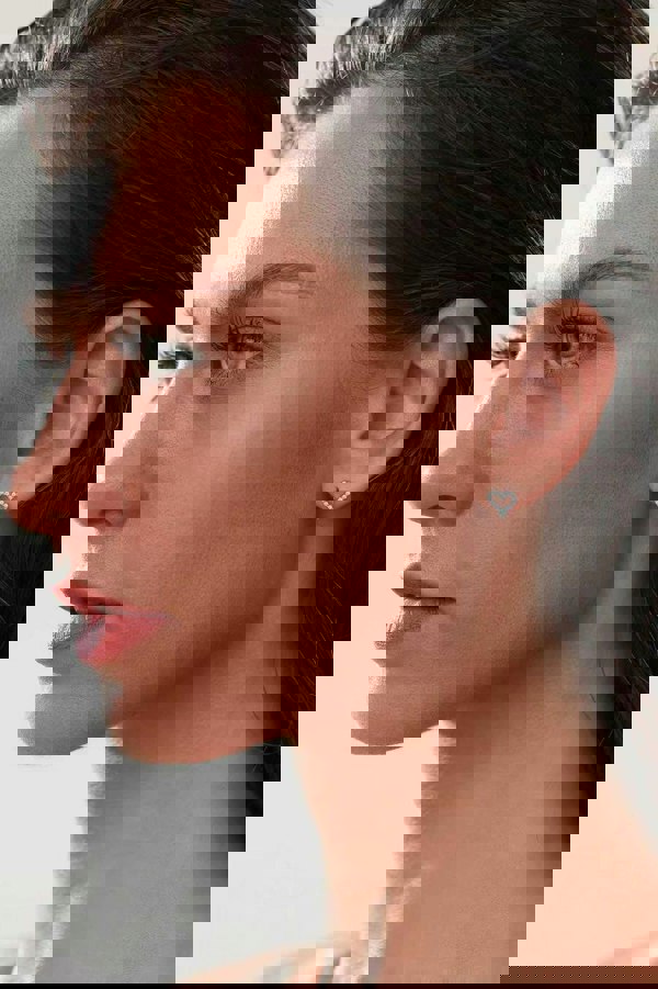 Lioness by TF Amora Pink Heart Studs - Solid 925 Sterling Silver, Rhodium-Plated