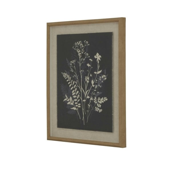 Hill Interiors Flora & Fauna Collection Grove Beaded Linen Framed Wall Art - White/Black
