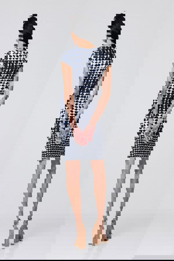 Navy | Polka Dot Faux Wrap Shift Dress