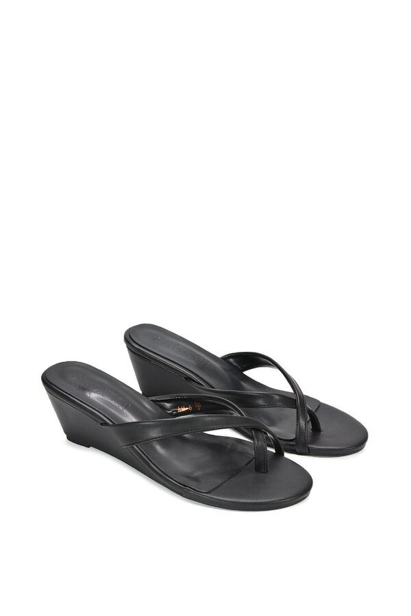 XY LONDON Mid Wedge Heel Sandal Mules With Toe Post