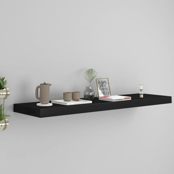 Berkfield Floating Wall Shelf Black 90x23.5x3.8 cm MDF