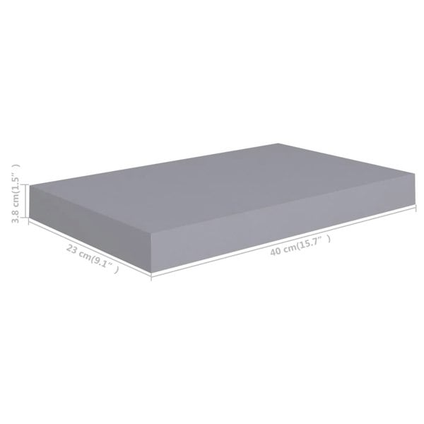 Berkfield Floating Wall Shelves 2 pcs Grey 40x23x3.8 cm MDF
