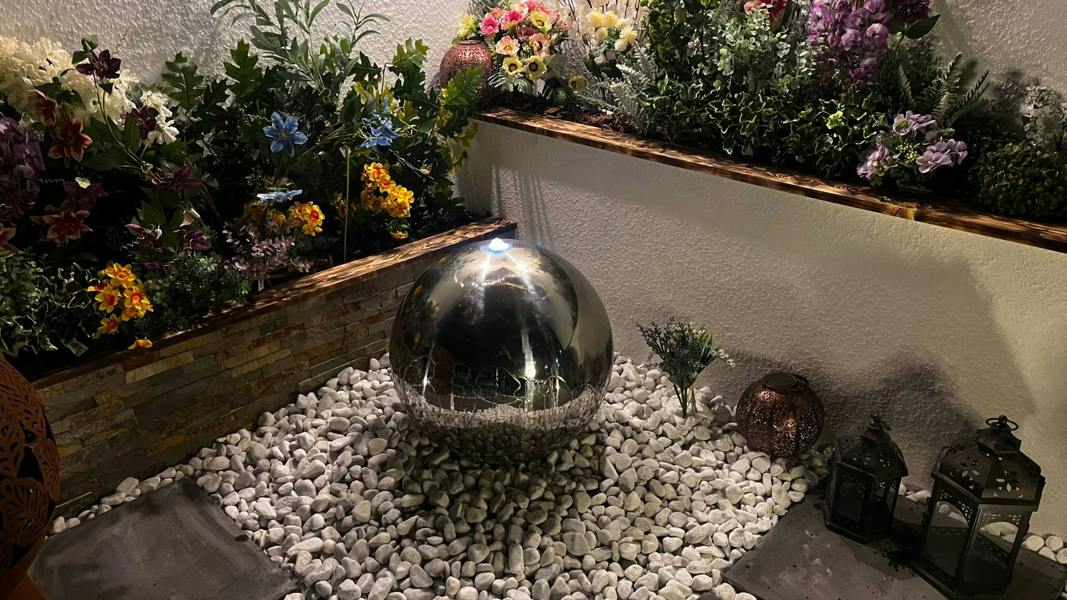 Tranquillity Water Features 40cm Stainless Steel Sphere Modern Metal Water Feature