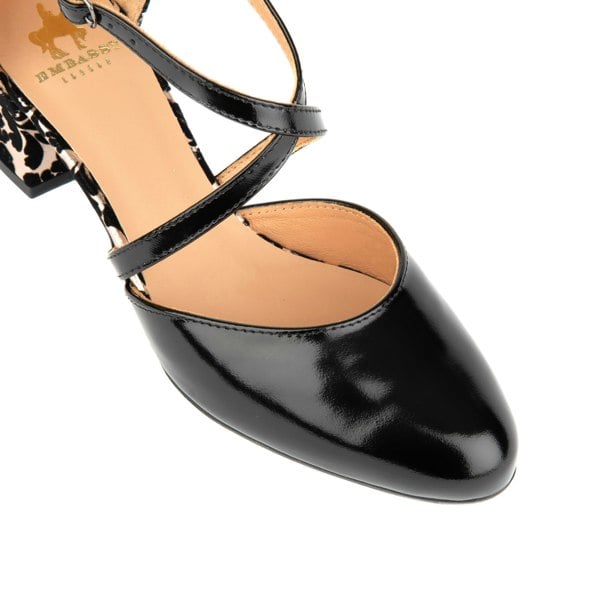 Embassy London Dannii - Black Rose Gold - Women's leather closed toe comfortable 2.4 inch heel sandal