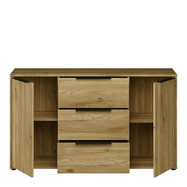 Furniture To Go Orkney 3 Drawer Sidebaord with 2 Doors in Mauvella Oak
