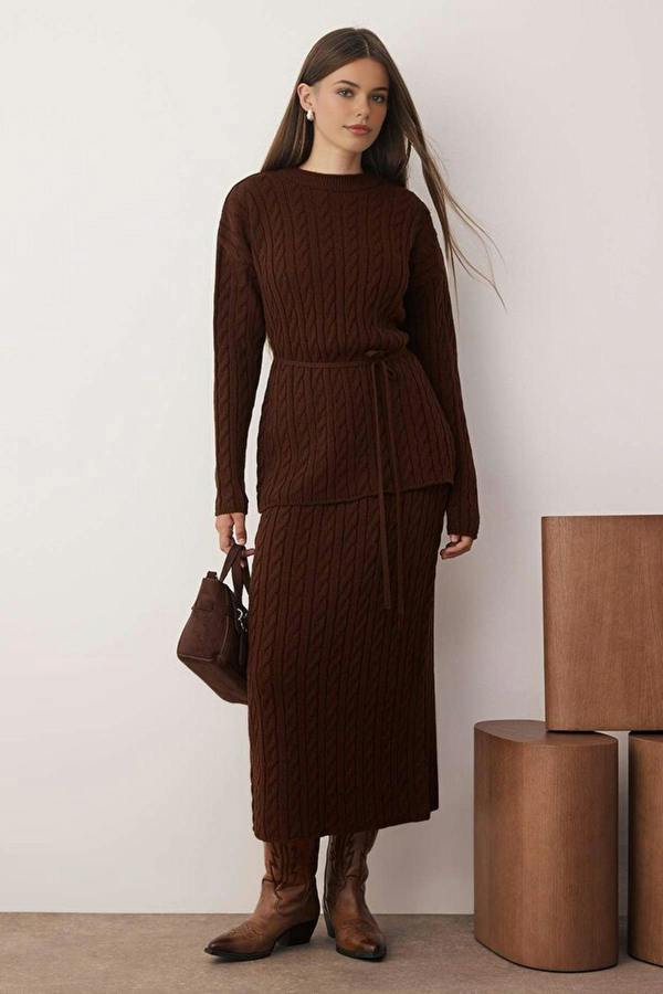 WOVCOR 2-Piece Sweater-Skirt Knitwear Top and Bottom Set