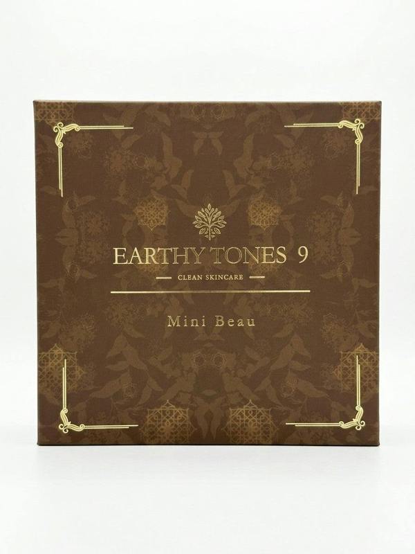 Brown packaging with gold accents and 'Earthy Tones 9' branding on a white background.