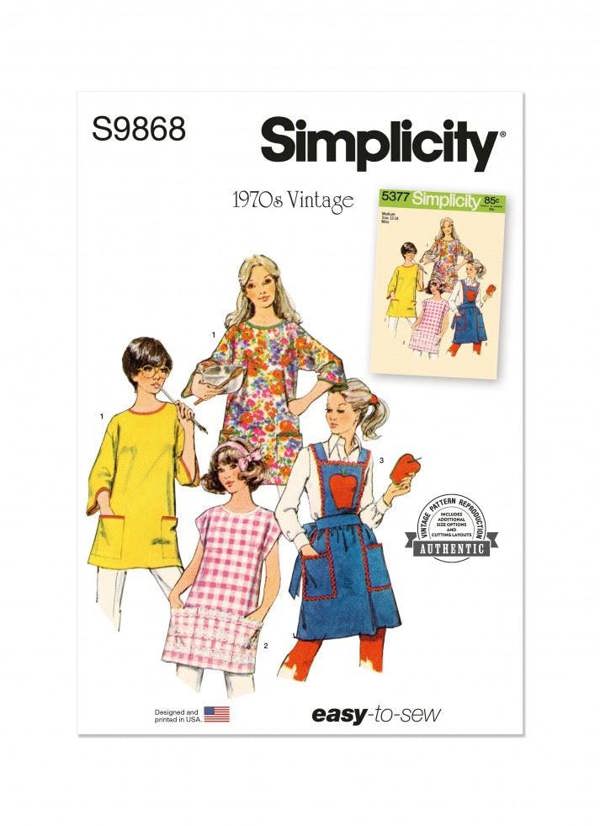 Simplicity Sewing Pattern 9868, Aprons, Vintage Style for Women, A (S-M-L-XL) - Easy