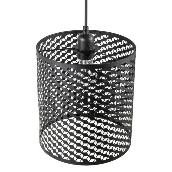 Modern Cylindrical Pendant Light Shade with Repeating Cube Design Image 5