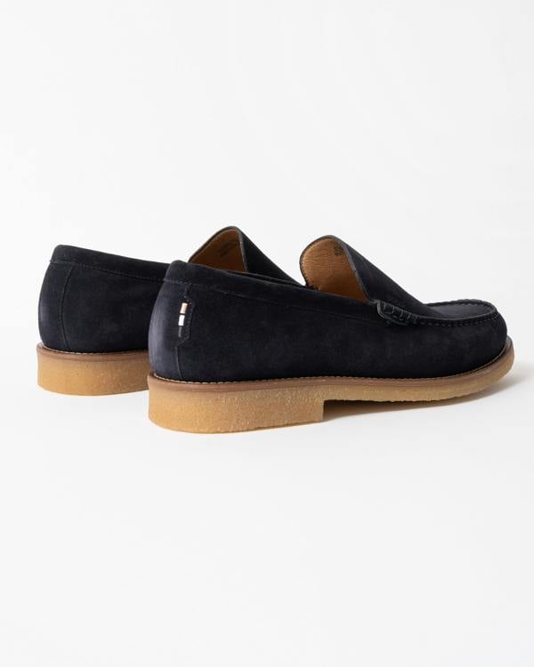 back studio shot of BOSS Orange Kope Mocc sdd Mens Shoes in Dark Blue 401