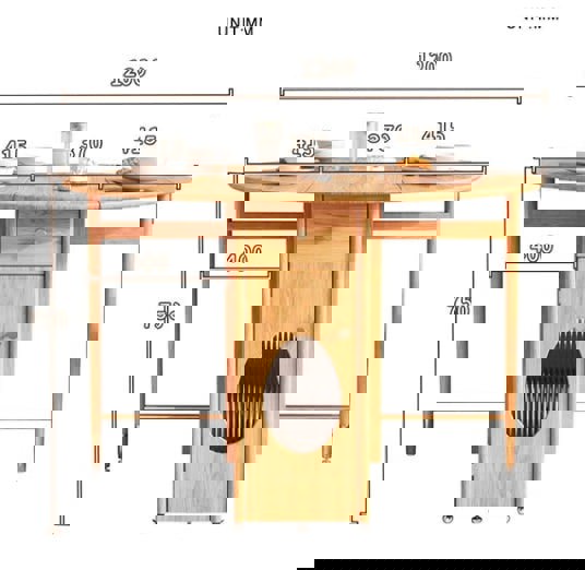 Ainsley Folding Extendable Dining Table, Wood with folding dining table drop leaf