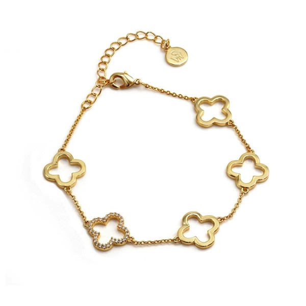 Say It With Clover Bracelet - Silver Plated - Yellow Gold