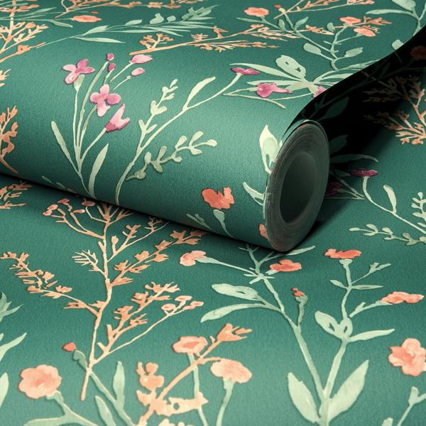 Grandeco Boutique Spring Leaf PVC-free Eco Wallpaper, Green