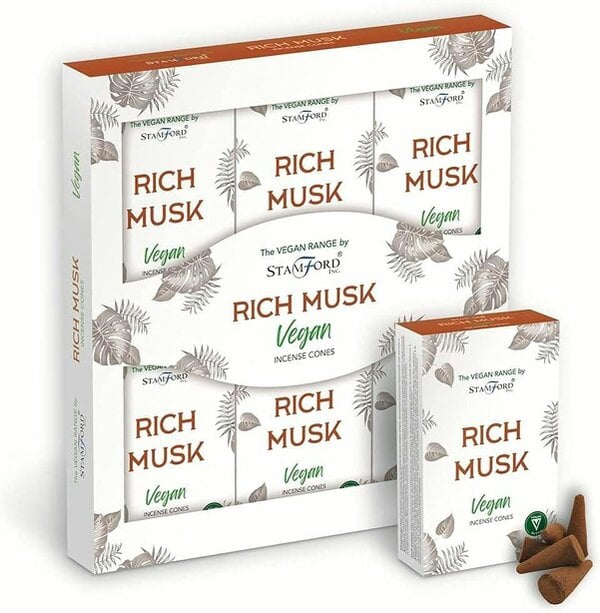 Stamford Vegan Rich Musk Incense Cones, 6 packs x 12 cones