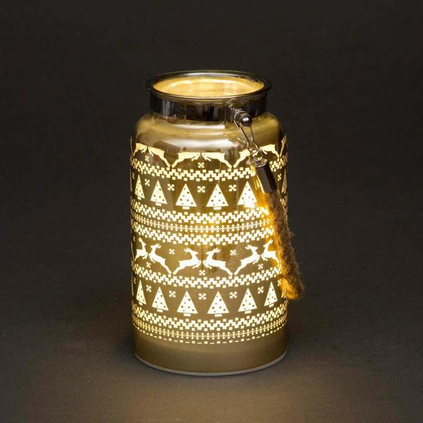 16cm Christmas Decorated Jar Table Skandi Design Gold Lantern image 3