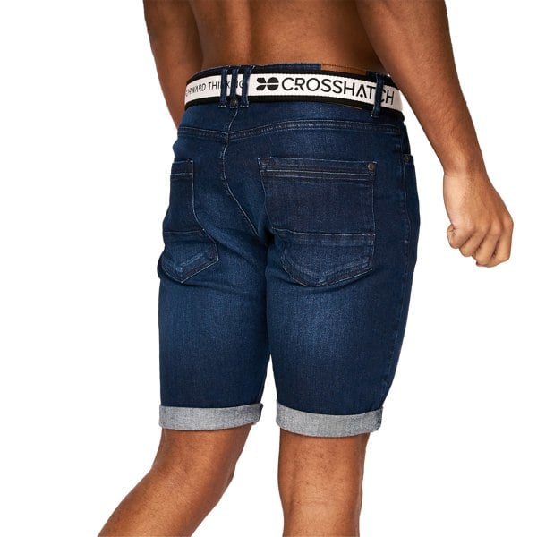 Crosshatch Mens Reestier Denim Shorts - Dark Wash