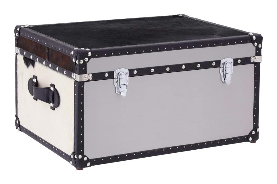 Fifty Five South Kensington Townhouse Black And White Genuine Cowhide Storage Trunk