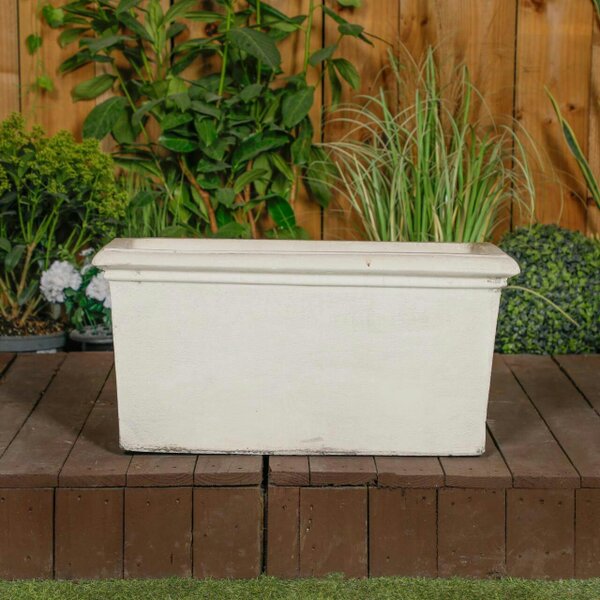PDA Minimalist Stone Cast White Planter