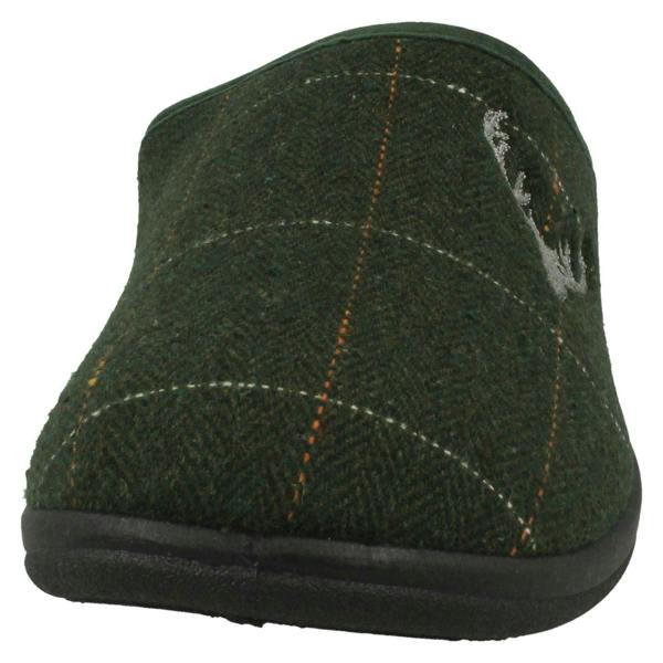 Padders Mens Padders Stag Detailed Mule Slippers Stag