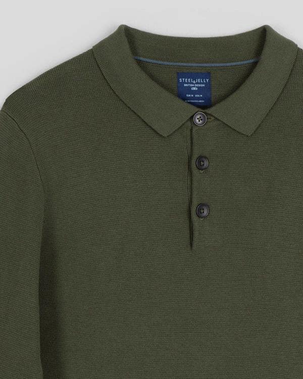 Steel & Jelly Heavy Milano Knit Long Sleeve Polo Shirt