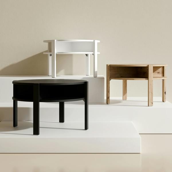 Furniture To Go Tobago Round Coffee Table with Open Shelf in Black