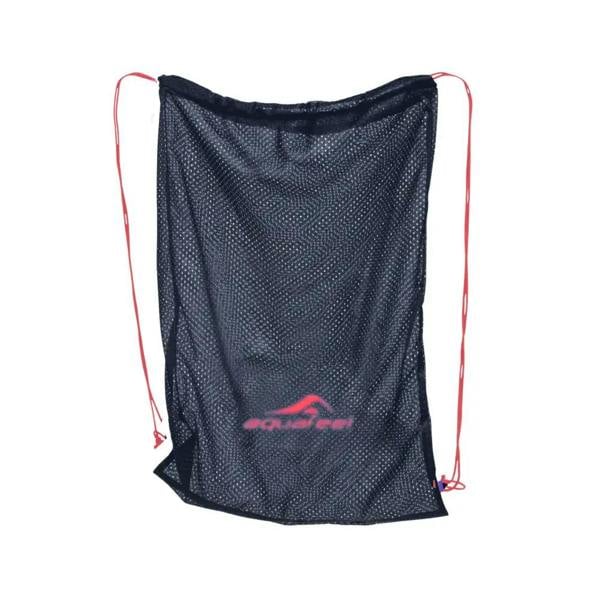 Black Aquafeel mesh bag in mesh fabric with pink accents and logo