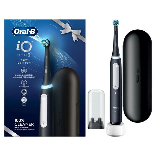 Oral-B iO 3 Electric Toothbrush | Black | 1 Brush Head | Travel Case
