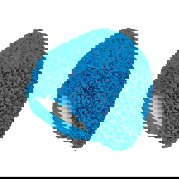 Blue Fashy Frill fabric swim cap with ruffles and strap