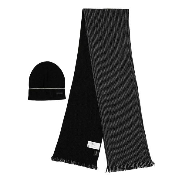 Boss Mens Midweight Midweight Hat And Scarf Set - Black - 