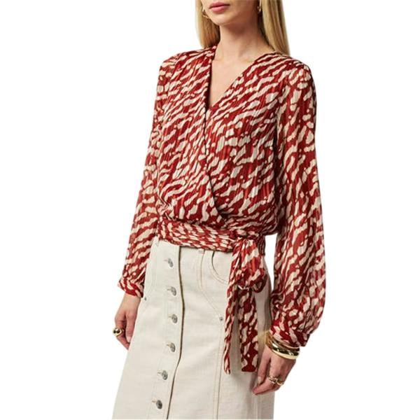 Vero Moda Womens/Ladies Animal Print V Neck Wrap Top - Fired Brick - 