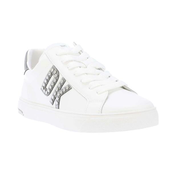 DKNY Womens/Ladies Abeni Leather Trainers - White/Silver - 