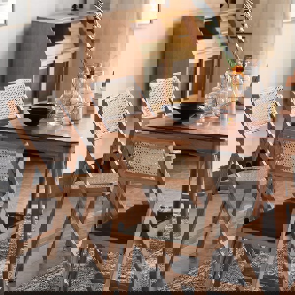 Silvia Foldable Rattan Dining Chair, Ash Wood-Rit Concept-Rit Concept