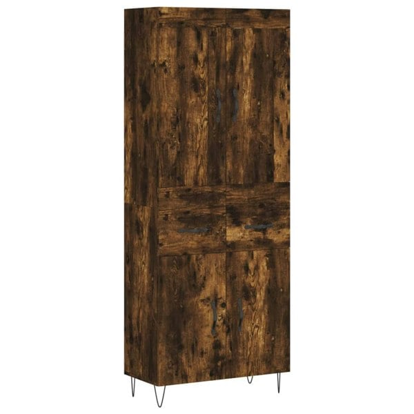 Berkfield Highboard Smoked Oak 69.5x34x180 cm Engineered Wood