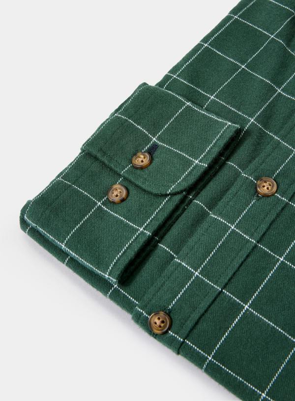 The Oxford Shirt Company Button Down Flannel Shirt - Green and White Check