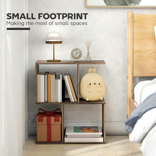Wyld Haus Tolezi Wooden Oak Narrow S Shaped Side Table With 3 Tier Storage