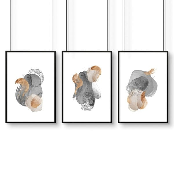 Large abstract prints | set of 3 wall art for living room