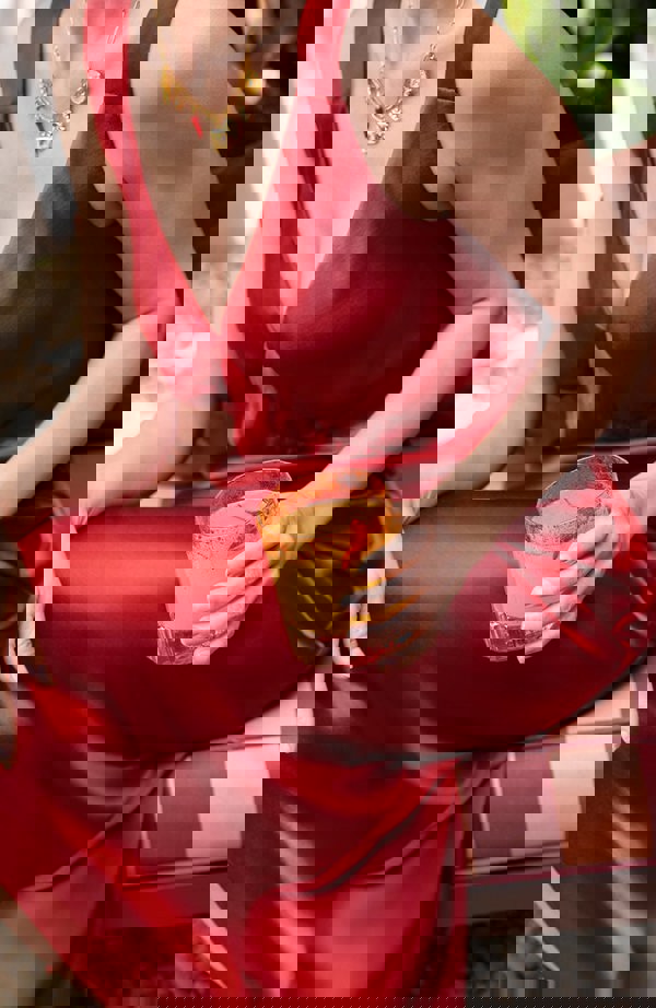 Rewritten London Amelia Midi Dress in Chilli Red