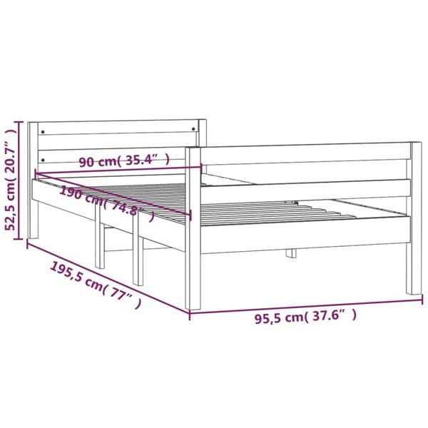 Berkfield Bed Frame White 90x190 cm 3FT Single Solid Wood Pine