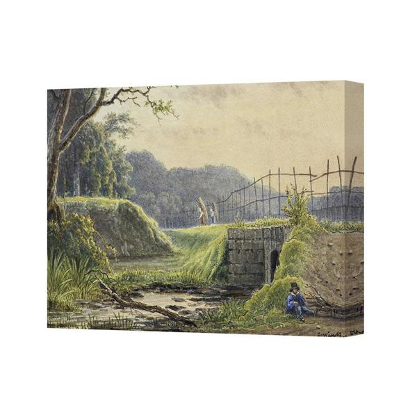 Benjamin Tate Design Pastoral Landscape Canvas Wall Art Print With River And Greenery