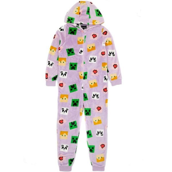 Minecraft Girls All-Over Print Sleepsuit - Pastel Purple