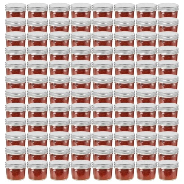 Berkfield Glass Jam Jars with Silver Lids 96 pcs 110 ml