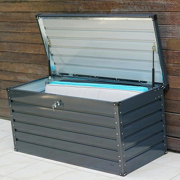 Gr8 Garden 420L Dark Grey Metal Outdoor Storage Box Cushion Chest