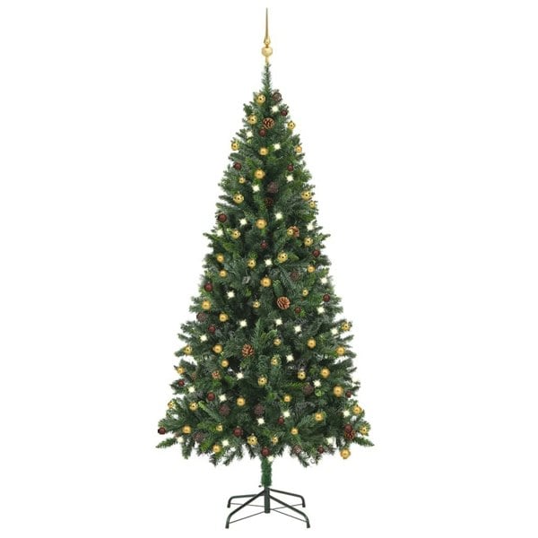 Berkfield Artificial Christmas Tree with LEDs&Ball Set Green 210 cm
