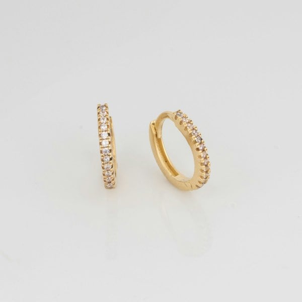 Spero London Fine Classic Pave Hoop Earrings 14ct Solid Gold
