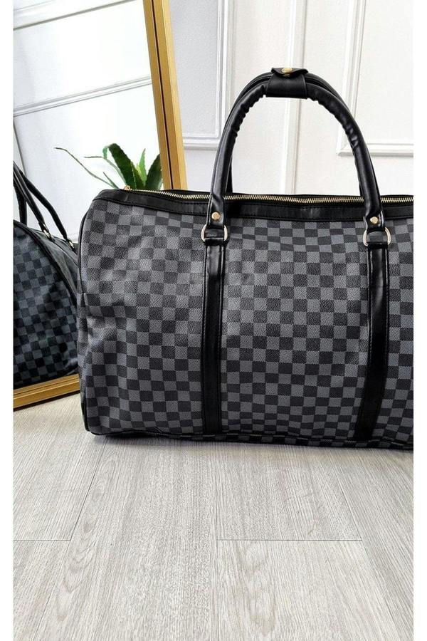 ikrush Indigo Checked Print Overnight Bag