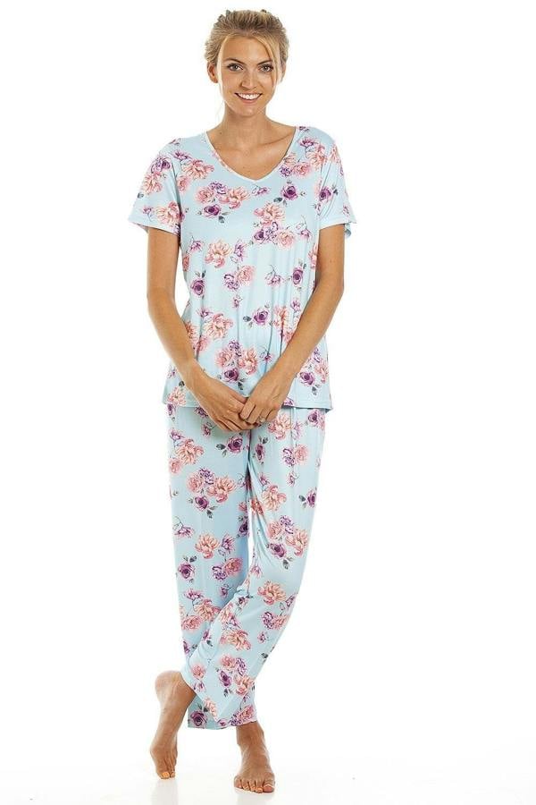 Camille Womens Lightweight Floral Print Short Sleeve Pyjama Set